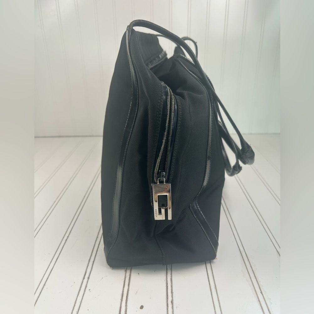 Gucci Vintage Black Nylon Tote Bag with Leather Trim - Picture 4 of 9